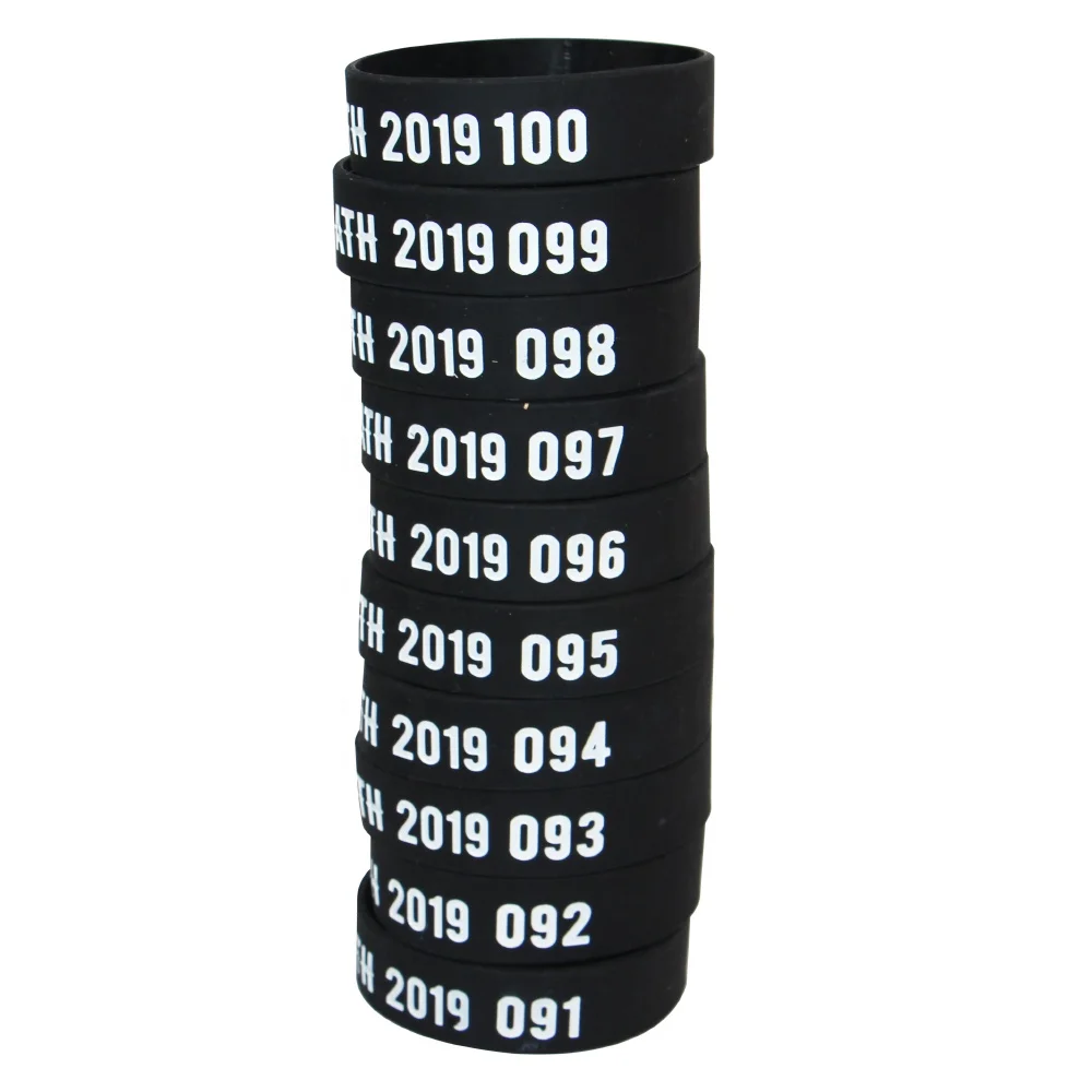 

Free sample wrist band silicone wristband with serial number, Customized color