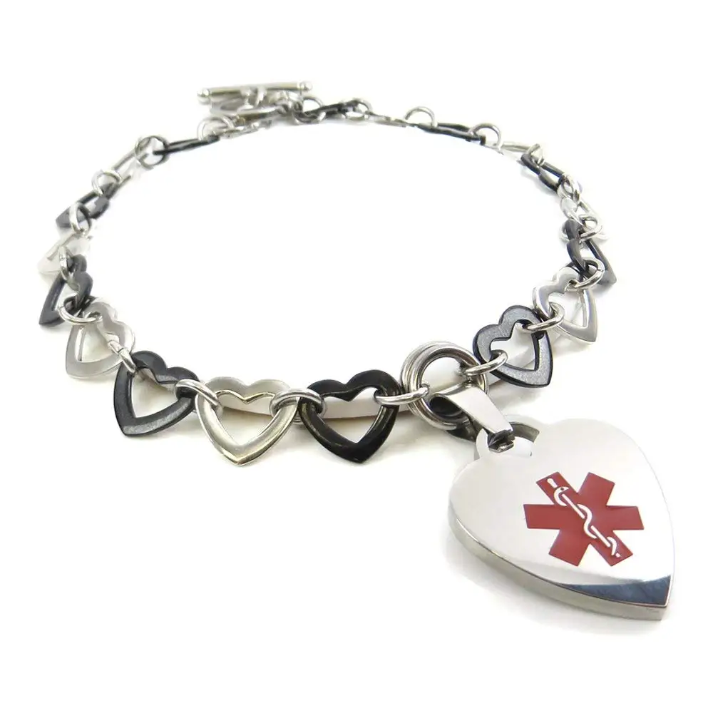 My Identity Doctor Pre-Engraved /& Customized Cancer Patient ID Bracelet Black//White Millefiori Glass Yellow