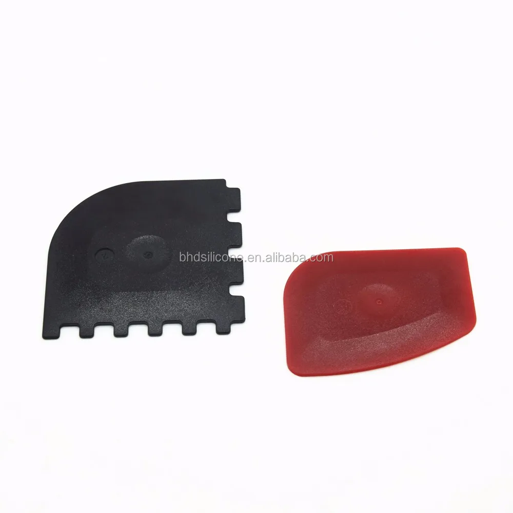 

Benhaida Logo printed Durable Plastic grill Pan Scrapers, Kitchen bowl scraper ,Red and Black set of 2, Can be customized