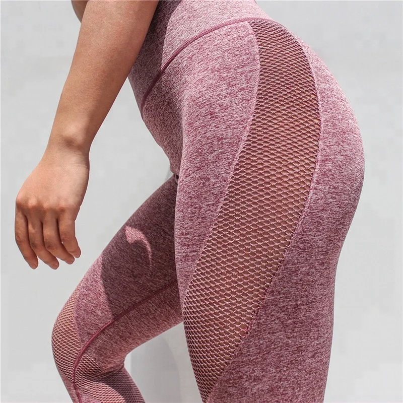 

Fitness Butt Lift High Waisted Gym Clothes Seamless Leggings Mesh Yoga Pants For Women, Red;gray;pink