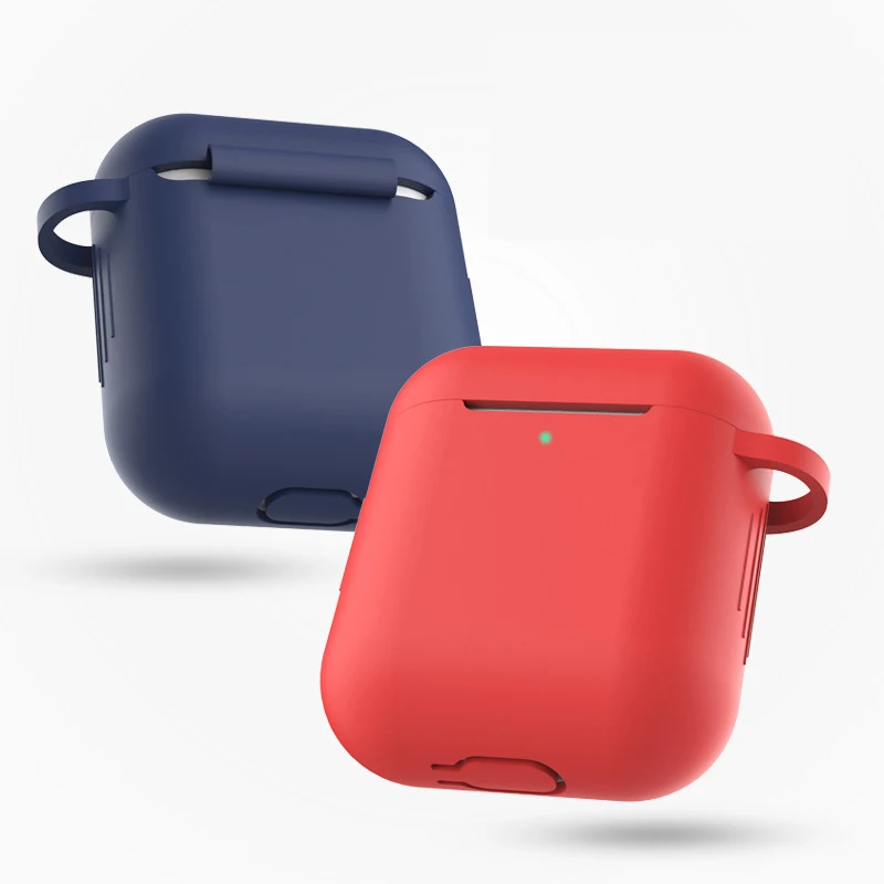 

2019 Newest Silicone Protective Cover For Airpods 1 2 Charging Box Portable Protector Case, 14 color or custom color