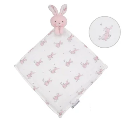 

Hot sales rabbit baby cuddle security blanket, Blue;pink;white;grey