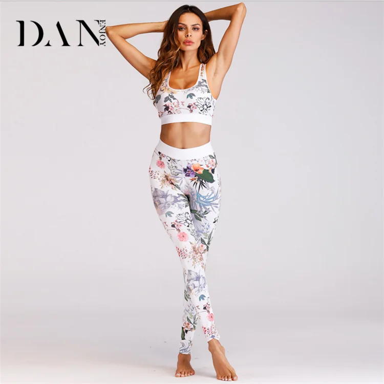 

Fashion Sports Fitness Vest Compression Leggings Women 2pcs Designer Printed Suit, See the picture