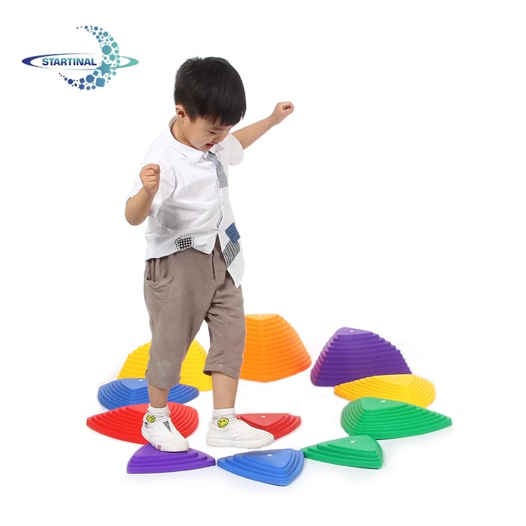 

Large children game set training balance toy kids plastic balancing stone, Red;yellow;bule;green