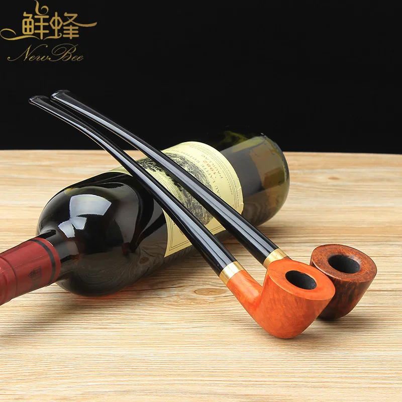 New Design Extra Long Stem Acrylic Pipe Mouthpiece Briar Wood Pipe