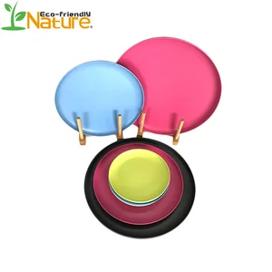 Image of Eco-friendly Composable BPA Free Natural Bamboo Fiber Shallow Dish Plate
