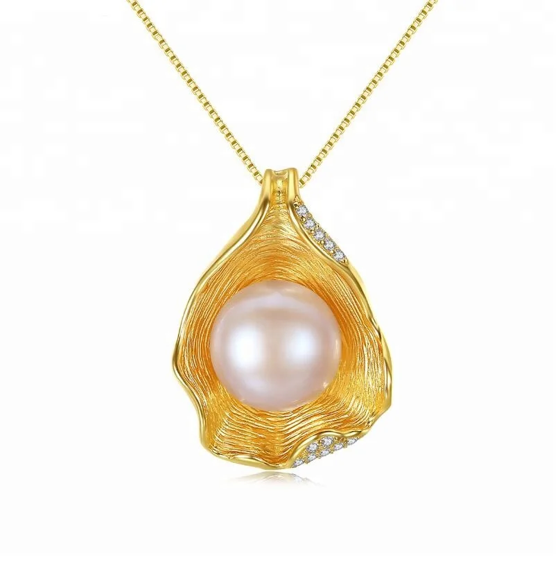 

100% 925 Silver Jewelry Pearl for Woman Pendant Jewelry Irregular Shell Necklace Wedding Gift