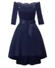 100% real actual cheap party evening prom red black navy blue high low short sleeve bridesmaid dresses MBLA245