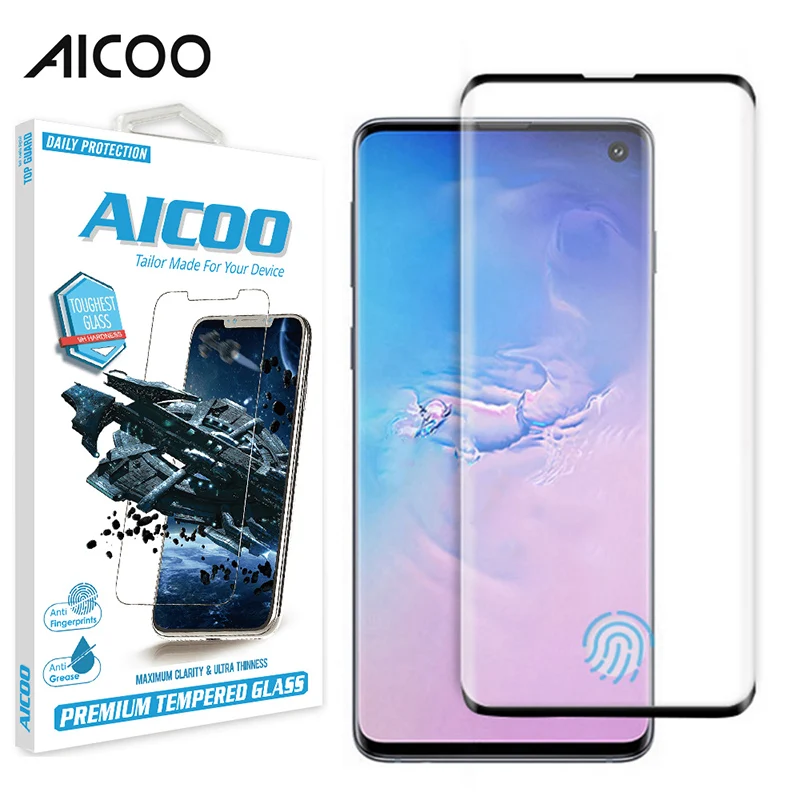 

Aicoo for Fingerprint Film Screen Protector without Hole for Samsung S10 Plus Tempered Glass retail package, N/a