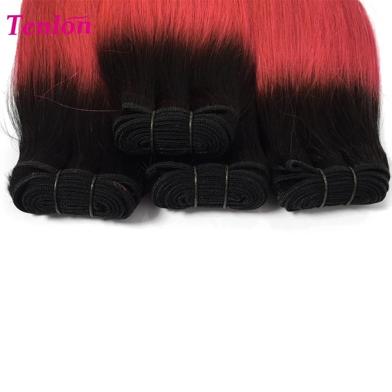 
two tone dark roots ombre colored 100% human hair weave extensions 