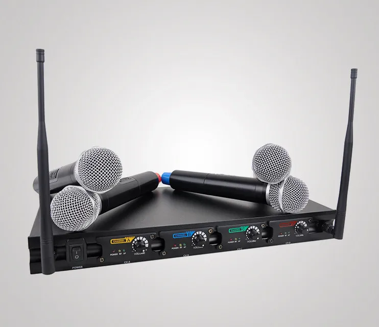 Accuracy Pro Audio Uhf408 Handheld 4 Channels Mic Uhf Wireless Karaoke