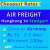 Cheapest Air Freight Shipping Rates China to Stuttgart Germany/ Logistics Forwarder From Hongkong/ EK Air Cargo Services to STR