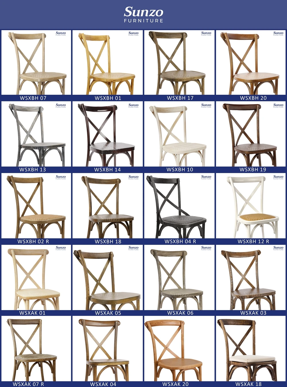 Wholesale Rustic OAK Wood Rattan Cross Back Chair