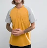 Men'S Oem Plain Blank Two Color Combination Yellow Brand Latest Design Collar Pocket Raglan T Shirt With 1/4 Buttons