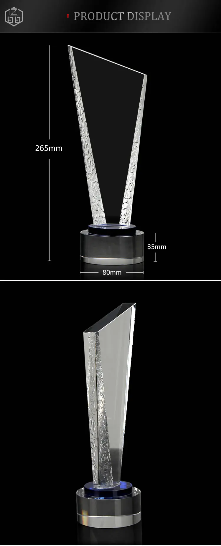 Factory Wholesale Good Design Glass Trophy Acrylic Award Blanks Wooden