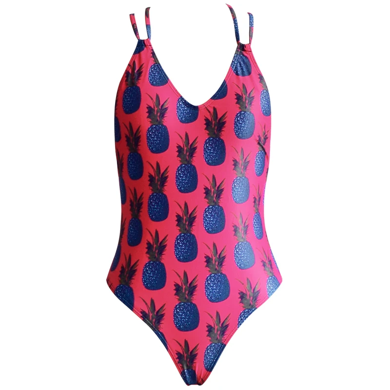 

Crazybuy design blue pineapple print bandage one piece swimsuit, Picture