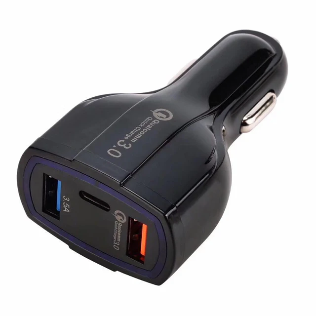 

Wholesale Promotional Dual Qualcomm QC3.0 Quick Charger Car Charger With 1 Type-C Port Car Charger, Black white