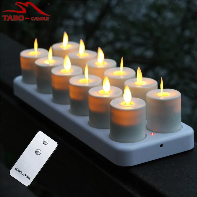 Environmental Rechargeable moving wick flameless Led Tea light Candles for hotel restaurant