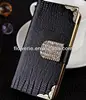 FL2195 2013 Guangzhou hot selling glitter crocodile diamond wallet leather case with credit card slot for iphone 5 5G
