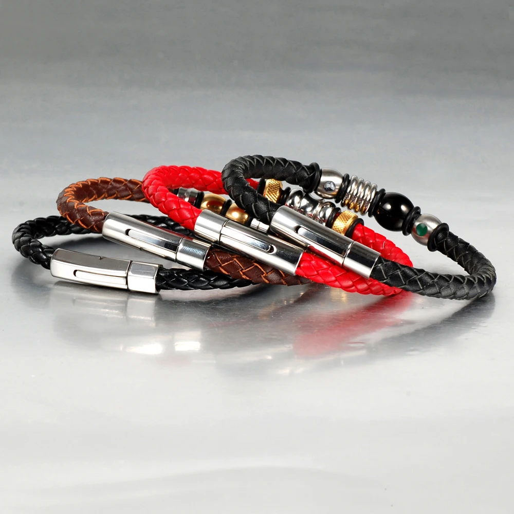 

Energinox different colors germanium mens leather bracelet