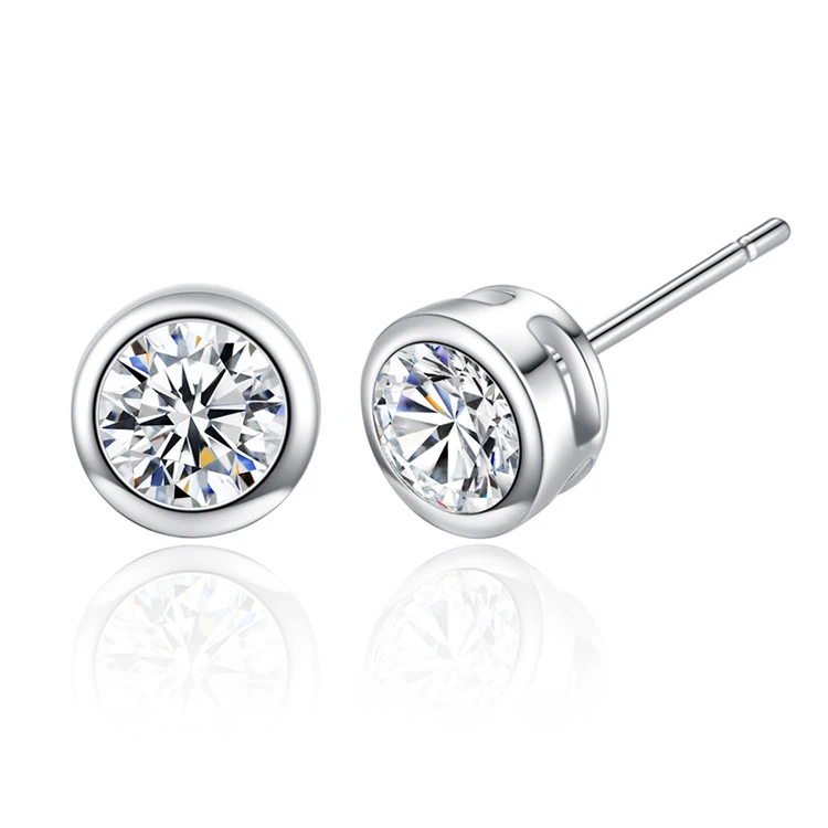 

Classic Round Cubic Zircon Stud Earring For Women Girl Gifts Crystal Minimalist Earrings Bijoux (KER118), Same as the picture