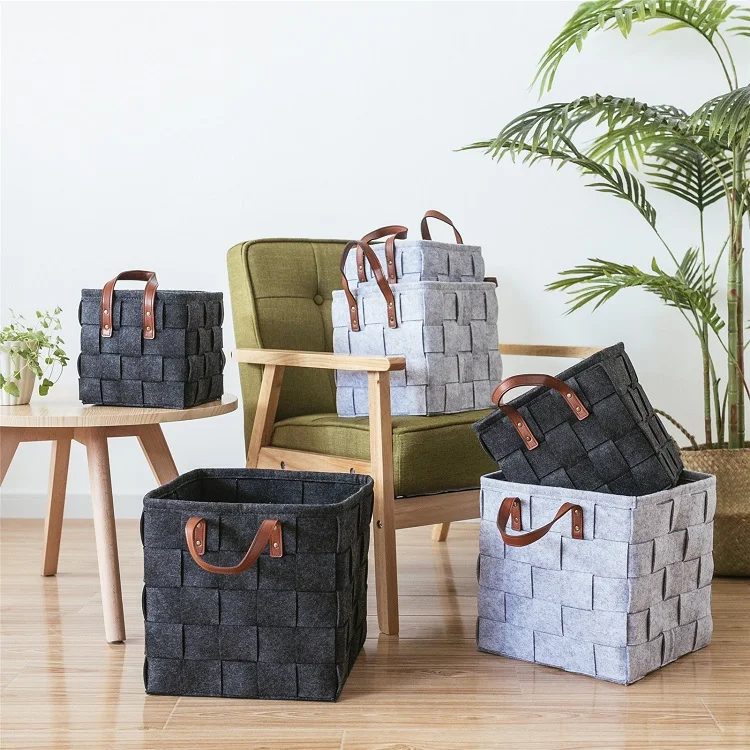 

China Wholesale Decoration artifical Tree felt storage basket, Grey or customized