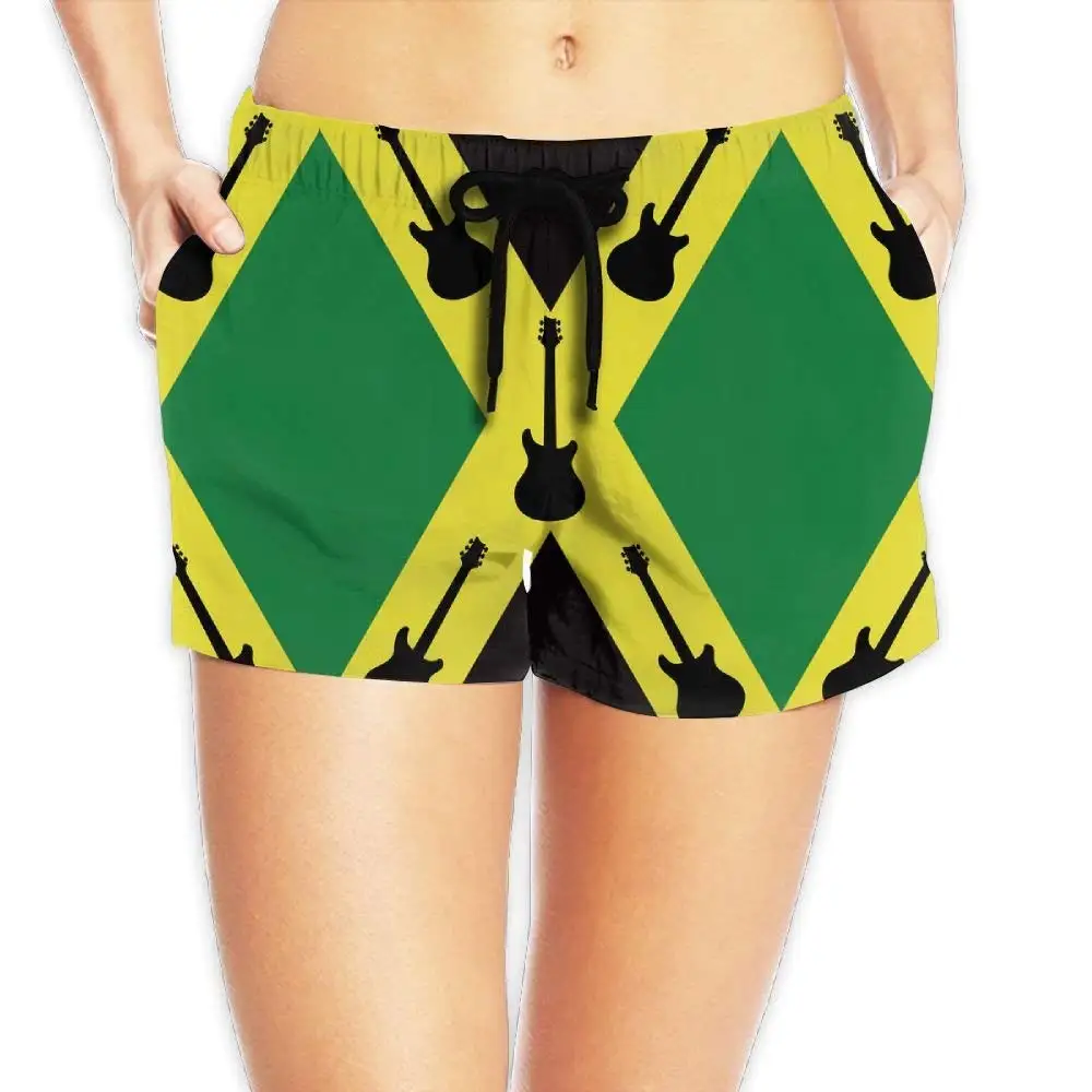Mens Jamaican Kingdom Flag Summer Beach Board Shorts Drawstring Lightweight Sand Beach Trousers