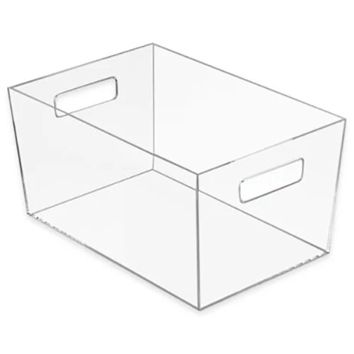 Clear Acrylic Storage Bin With Handles Acrylic Storage Box Custom