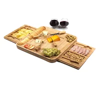 

High Quality Bamboo Cheese Board Set/Stainless Steel Cutlery Set and Large Bamboo Cutlery Cheese Board