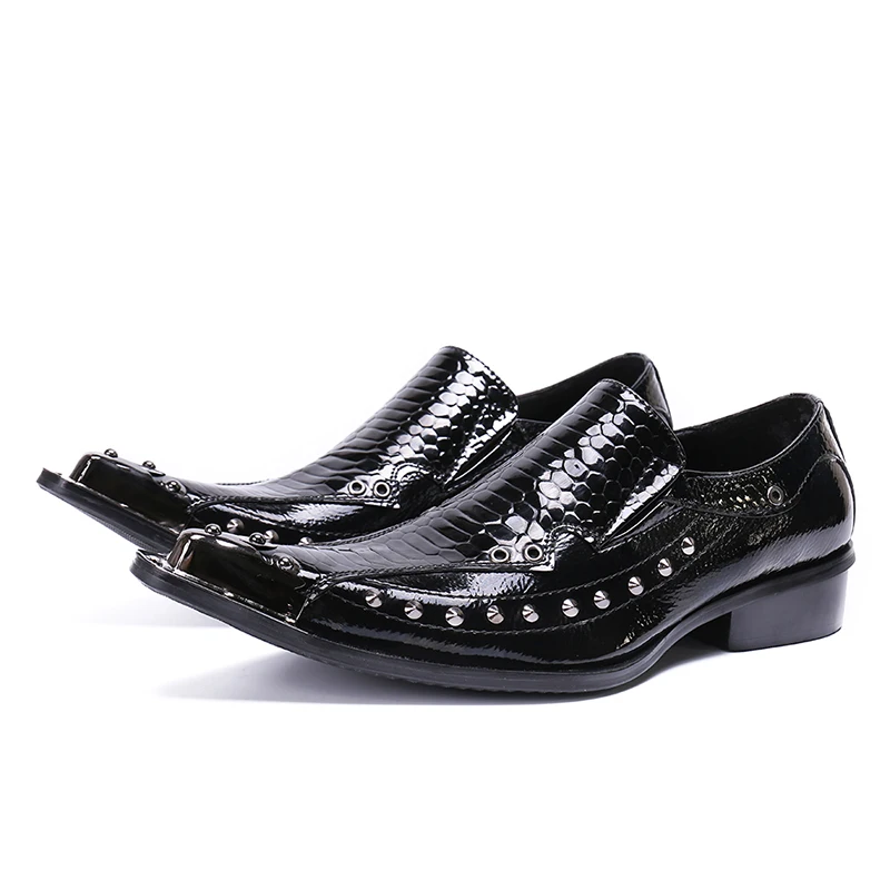 

NA116 Black Red Printing Men Business Shoes Genuine Leather Metal Pointed Toe Formal Dress Shoes Men Wedding Shoes 2022