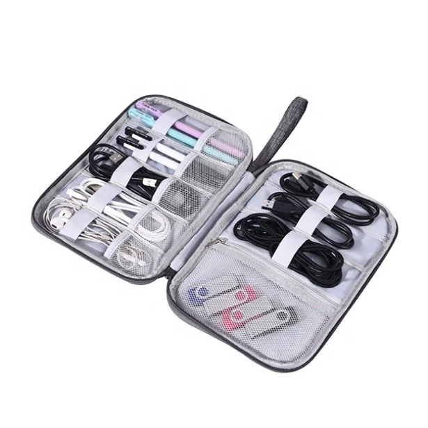 High quality polyester waterproof electronic accessories organizer bag portable multifunction travel digital cable storage pouch