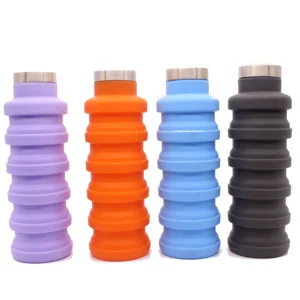 Image of 16oz FDA Approved BPA Free Leak Proof Foldable Sports Silicone Water Bottle Collapsible Silicone Water Bottle Silicone