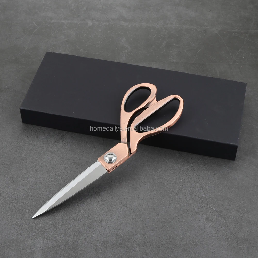 

Sewing Scissors 9.5 inch Stainless Steel Heavy Duty Professional Dressmaker Tailor Shears with Ergonomic Rose Copper Handle, Silver +copper