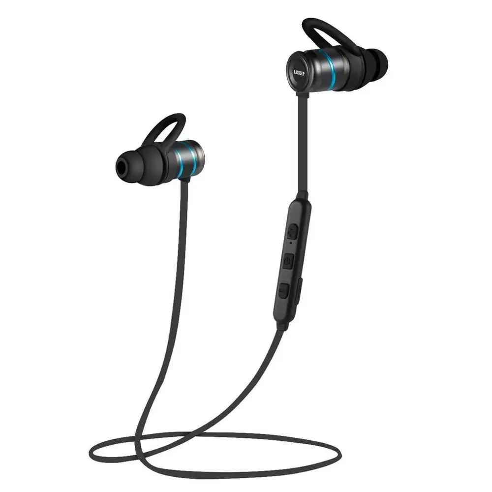 

LESHP Ergonomic Sweatproof Noise-Cancelling Wireless Headphones Hands-Free CSR8645 for Sport Enjoyment, Blue