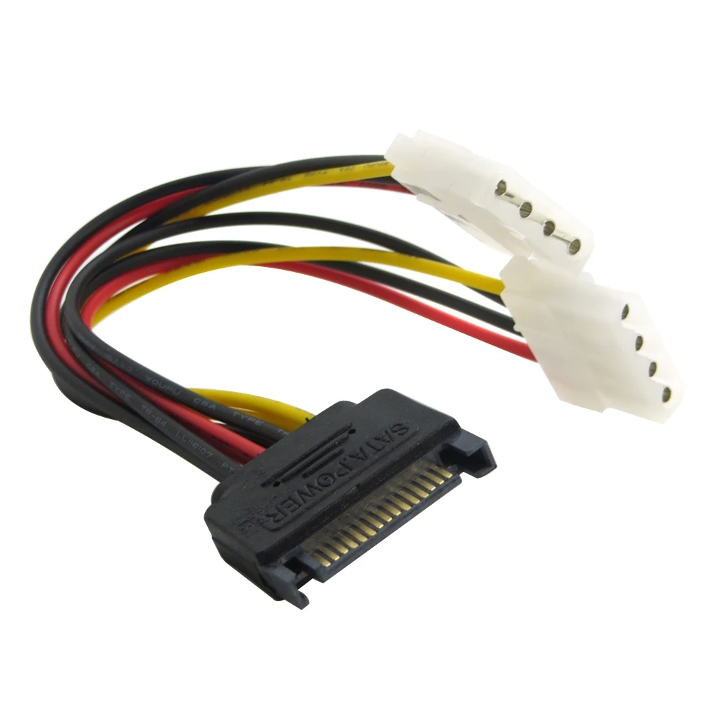 4-Pin Male to IDE SATA 15-Pin Female Connector Cord Power Drive Adapter Cables