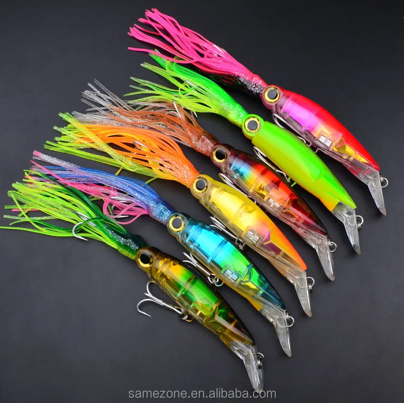 

14cm Soft Fishing Lures Squid Skirts Octopus Lure Trolling Hoochies Fishing Lures Set, 6available;red;pink;clear;sky blue;green;orange