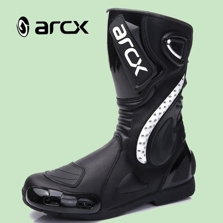 

ARCX Men Motorcycle Racing Boots Leather Motorcycle Riding Shoes Motorbike Motocross Off Road Moto Boots, Black