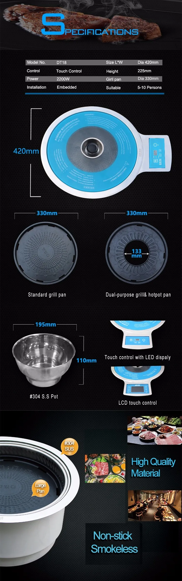 Aopa Restaurant Smokeless Tabletop Korean Bbq Grill Buy Smokeless