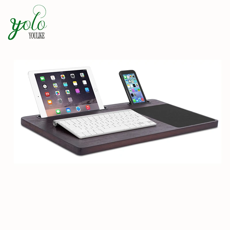 Multi Tasking Bed Tray Bamboo Laptop Lap Desk Board With Tablet