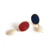 2019 Minimalist unique brass blue red Drip oil stud earring Baroque Fresh Water Pearl Earring