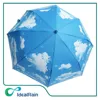3 fold manual open blue sky and white cloud umbrella for travel