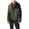 OEM Men Long Sleeve Color Block Mixed Fabric Oversized Patchwork Jacket