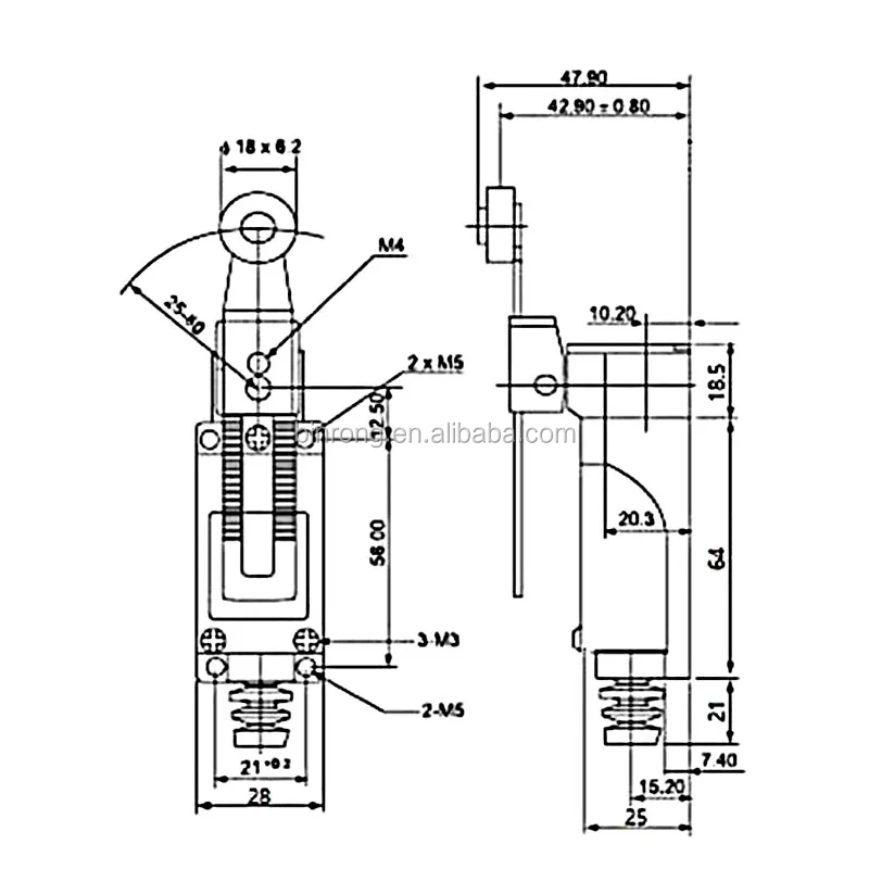 ME-8104 Interruptor del limite del brazo del rodillo plastico giratorio para P4 