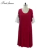 Plus Size Midi Cream Lace Maternity Short Red Casual Dress