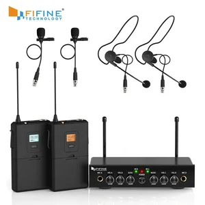 Fifine UHF Professional Lavalier Lapel Clip Collar Wireless Headset Microphone System
