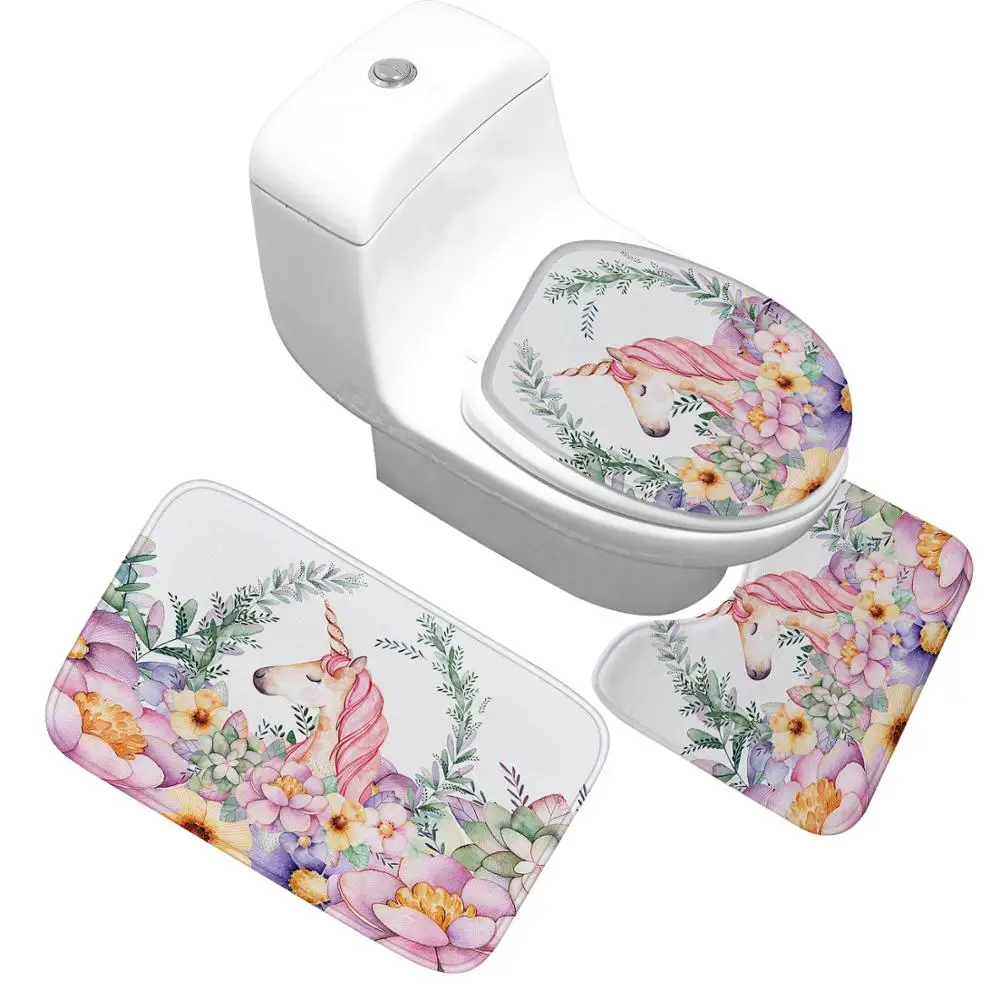 

Microfiber Unicorn Flamingo mermaid Antislip Bathroom Mat Set