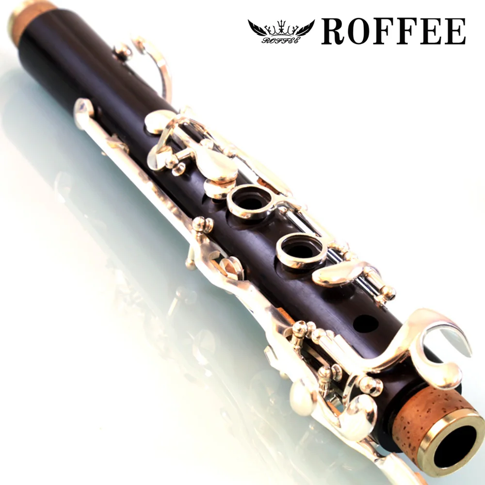 ROFFEE A506 Professional Performance Level Ebony Wood Silver Plated 18 Keys 4 Rings G Tone German Style Clarinet