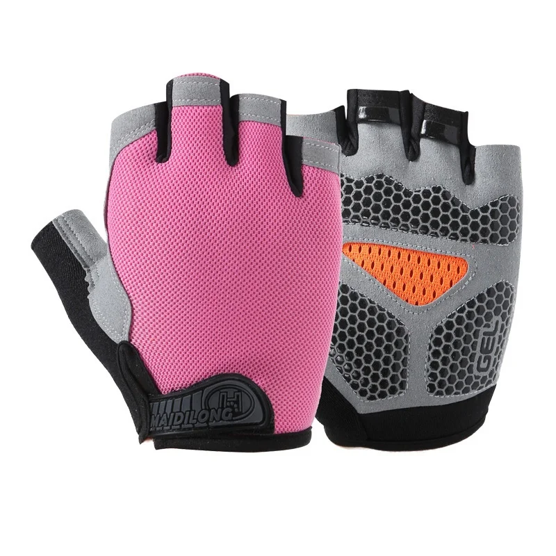 

Outdoor Gel Padded Half Finger Cycling Gloves, Green, grey, red, blue, orange, pink