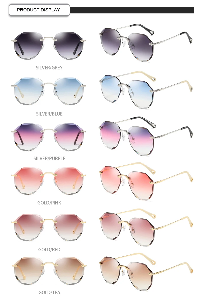 Vintage Brand Designer Round Irregular Frame Gradient Women Sunglasses