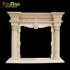 Insert Natural White Stone Marble Column Fireplace Mantel